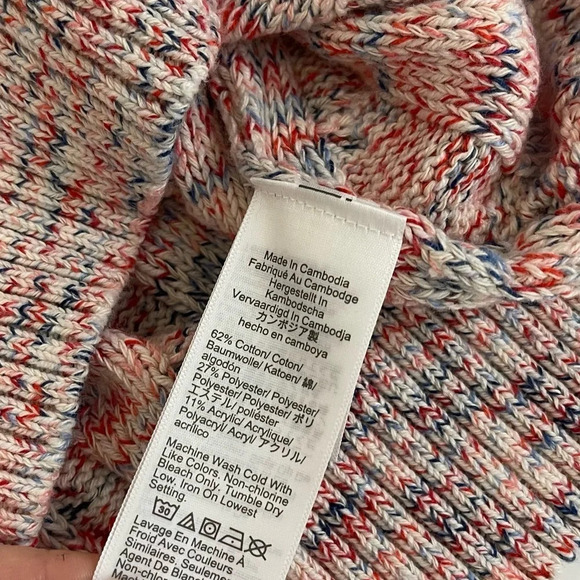 J Crew Sweater Womens Size Small Blue Red White Cableknit Crewneck Pullover - Picture 5 of 7